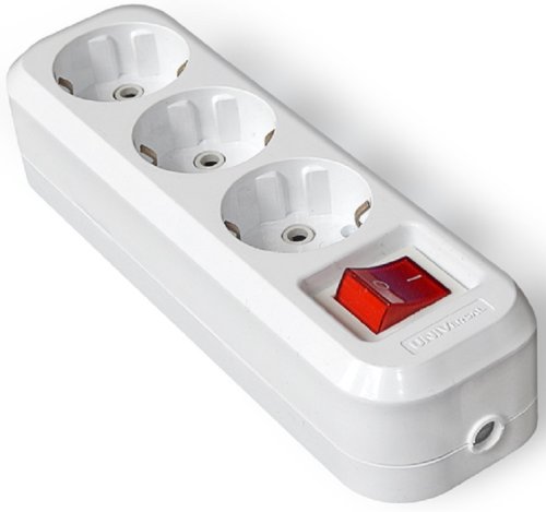 Колодка удлинителя с заземлением с выключателем UNIVersal 3-м 16А 3500Вт белый картинка 